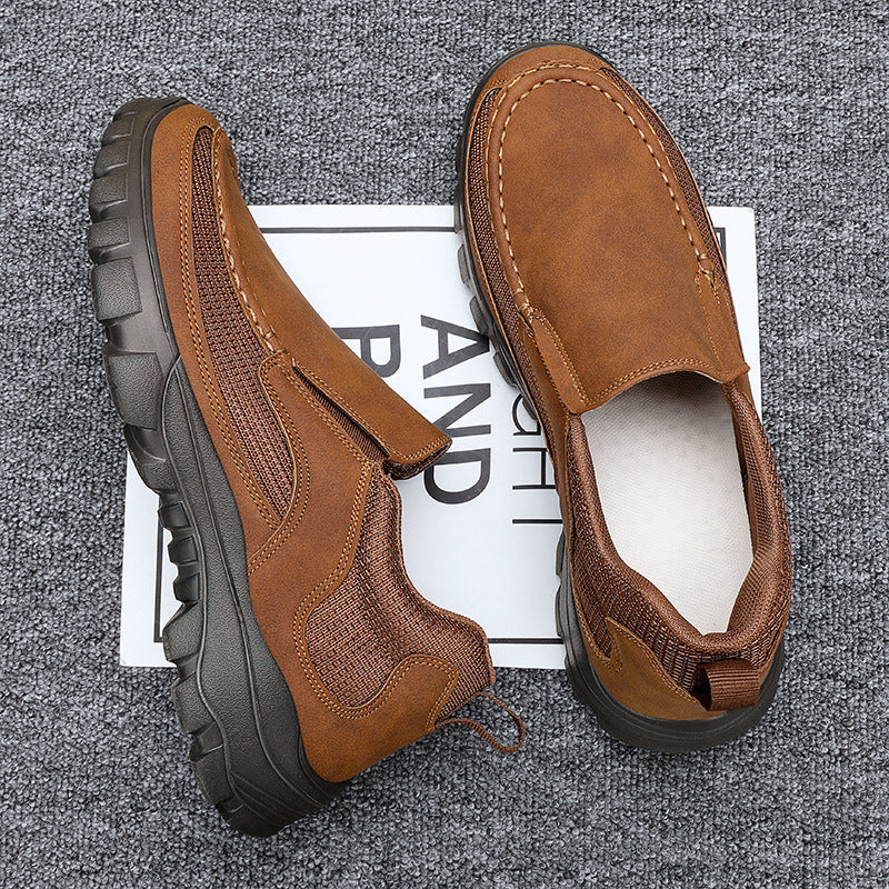 (Medical Certification) Men's Orthopedic Genuine Leather Shoes for Diabetics, Arch Support Hiking Shoes for Plantar Fasciitis