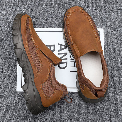 (Medical Certification) Men's Orthopedic Genuine Leather Shoes for Diabetics, Arch Support Hiking Shoes for Plantar Fasciitis