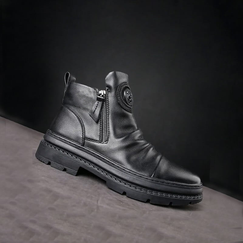 (⏰Last Day 70% OFF🔥)Men's Comfortable Leather Motorcycle Boots Work Boots Waterproof Anti-Slip Anti-Sprain(💯Specialized Boots For Tournaments)