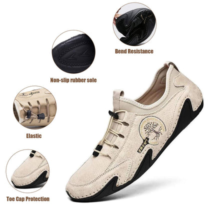 Men Lightweight Comfy Leather Driving Shoes Non-Slip Casual Shoes Breathable Loafers
