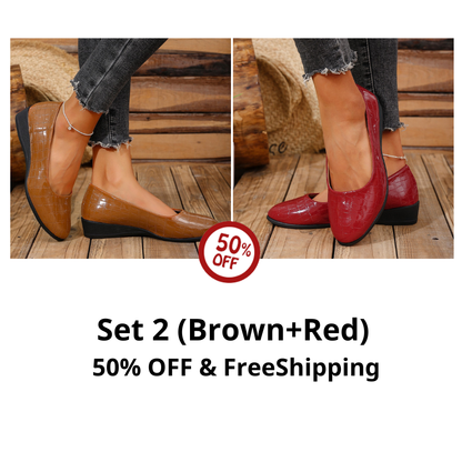 Women's anti-slip round toe slip-on loafers